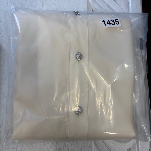 J Crew Classic Jeweled Button Down Blouse 8 Cream Sheer HOL 23 Mandarin Collar - Picture 7 of 7